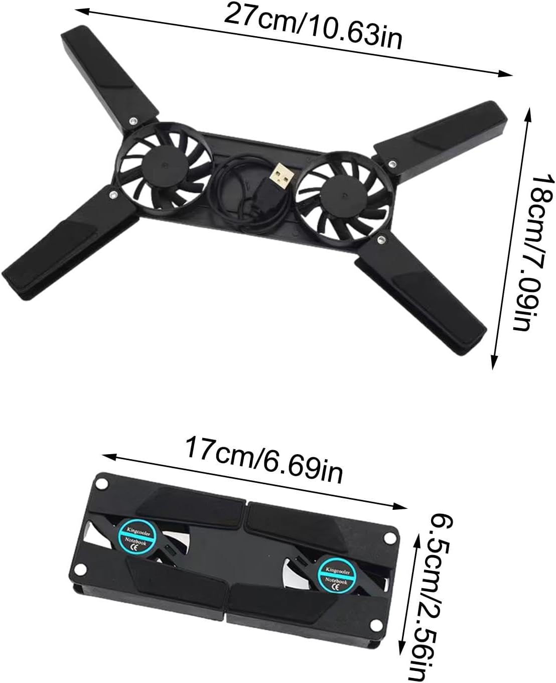 Laptop Cooler - Notebook Fan Stable Stand, Adjustable Height Laptop Stand | Quiet Height Adjustable Slim ful Cooling Pad for Computer Laptop Mouse Pad, Laptop Stand Holder Bed Sofa Office