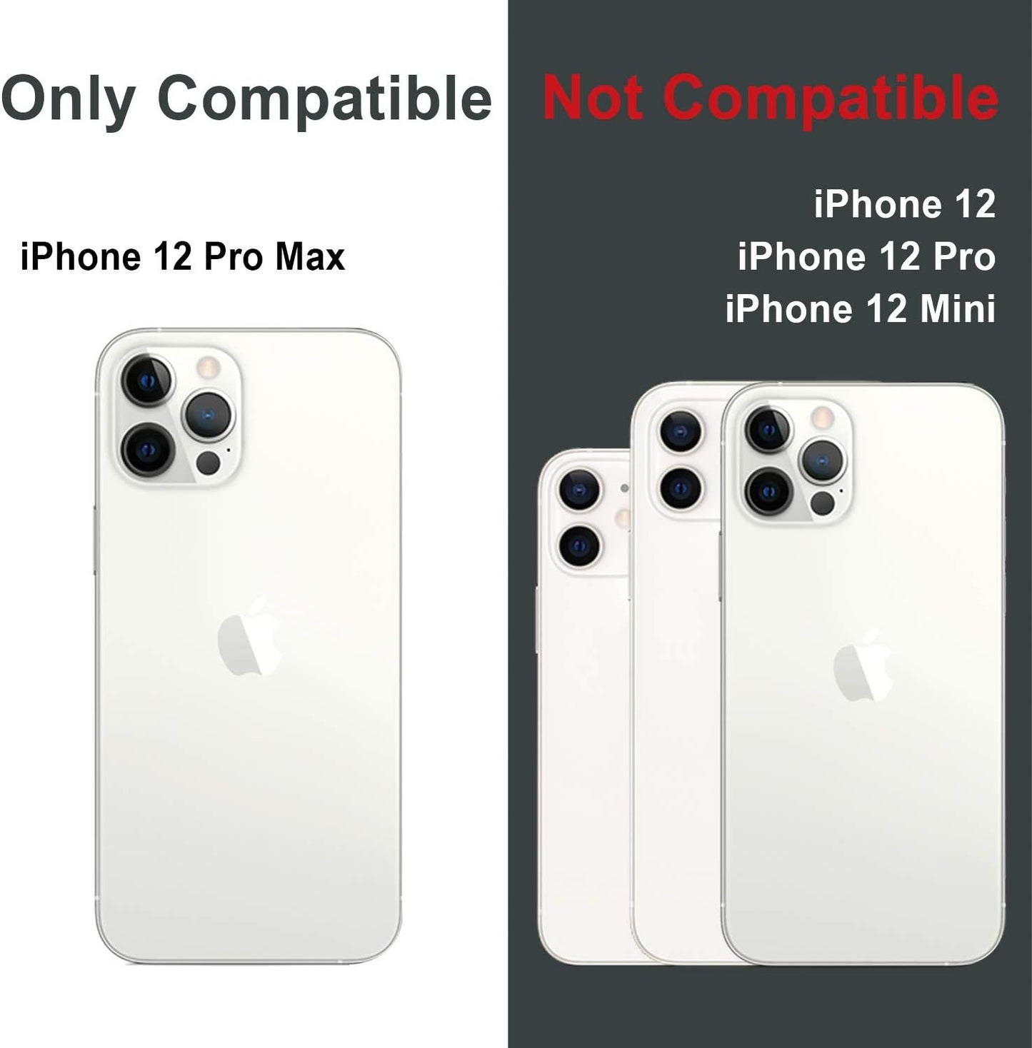 TORU CX PRO for iPhone 12 Pro Max Case Wallet | Protective Shockproof Heavy Duty Cover with Hidden Card Holder & Card Slot | Mirror & Wrist Strap Included - Black