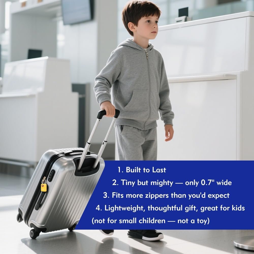 SURE LOCK TSA Approved Luggage Locks - One Key Opens All, Compact & Durable Zinc Alloy Travel Lock with Steel Shackle, Keyed Alike (Yellow 4 Locks, Mini Size for Suitcase/Backpack/Gym Locker)