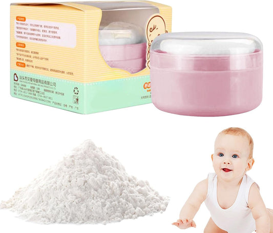 Contenitore in polvere, per bambini Talcum Storage Box with Puff, Dusting Holder for Bath and Loose Powders, Portable Cosmetic Case, Perfect for Travel, Nursery, & Daily Grooming Use