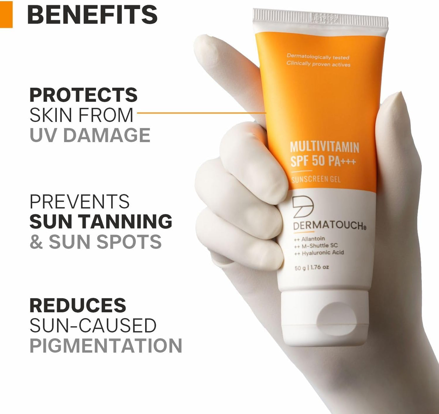 DER.MAT.OUCH Multivitamin Spf 50 Pa+++ Sunscreen Gel For All Skin Types | Uva-Uvb Protection |Zero White Cast | Unisex | 50G