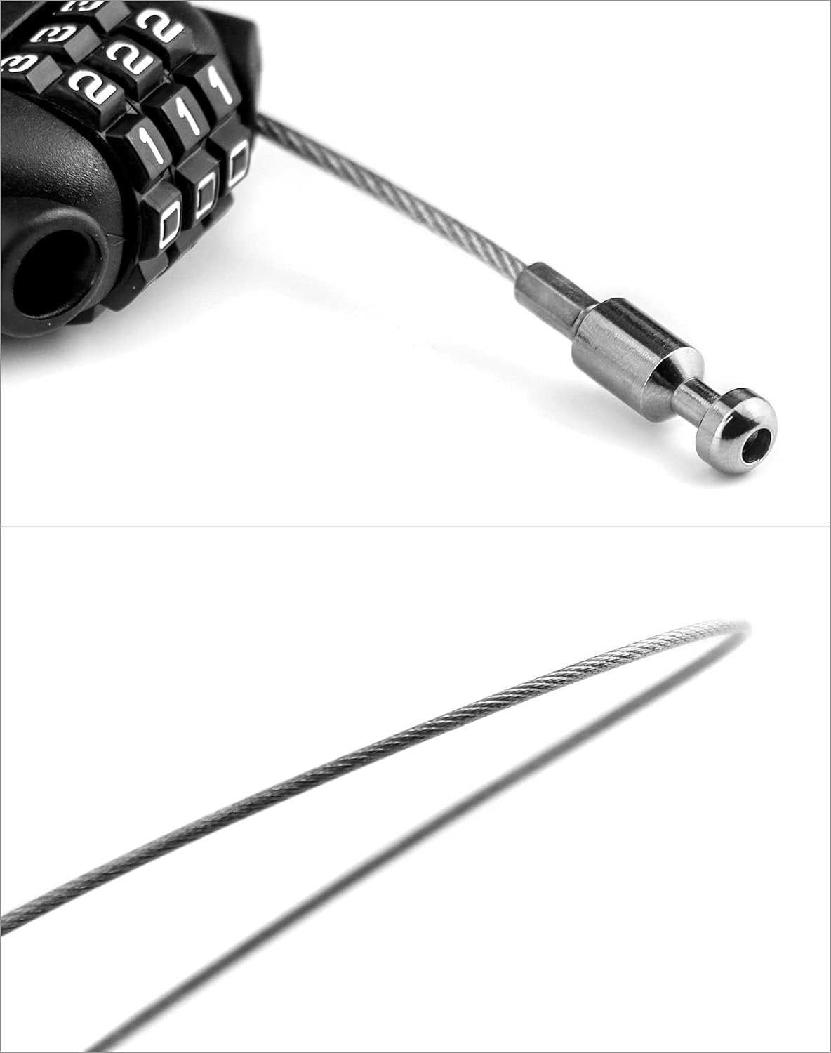 QWORKÂ® 3 Digit Combination Lock, Cable Lock, Security Password Lock, 77cm Retractable Cable for Luggage, Bike, Ski, Snowboard