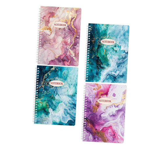 FONDOTIN 4pcs Spiral Planner Notebooks with Marble Design Pages Each Stylish College Ruled Notepad for Office School Supplies Durable Coil Binding Elegant Note Taking