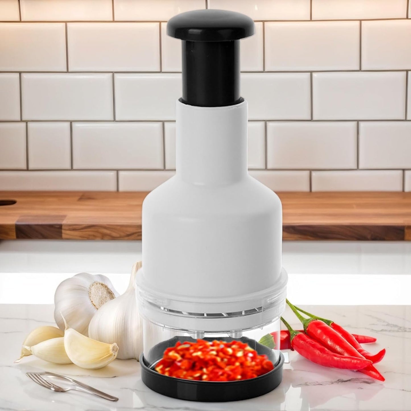 Veggie Chopper â€“ Pressed Garlic Cutter, Compact Manual Food Masher | Efficient Handheld Vegetable Dicer for Onion Ginger Chili Pepper Nut Mincing, Quick Kitchen Tool for Home Meal Prep Cooking