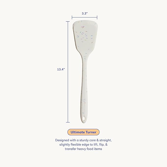 GIR: Get It Right Silicone Turner - Non-Stick Heat Resistant Silicone Spatula Turner for BBQs & Cookouts - Lifts, Flip, and Transfer Food Items - 13 Inch, Sprinkles