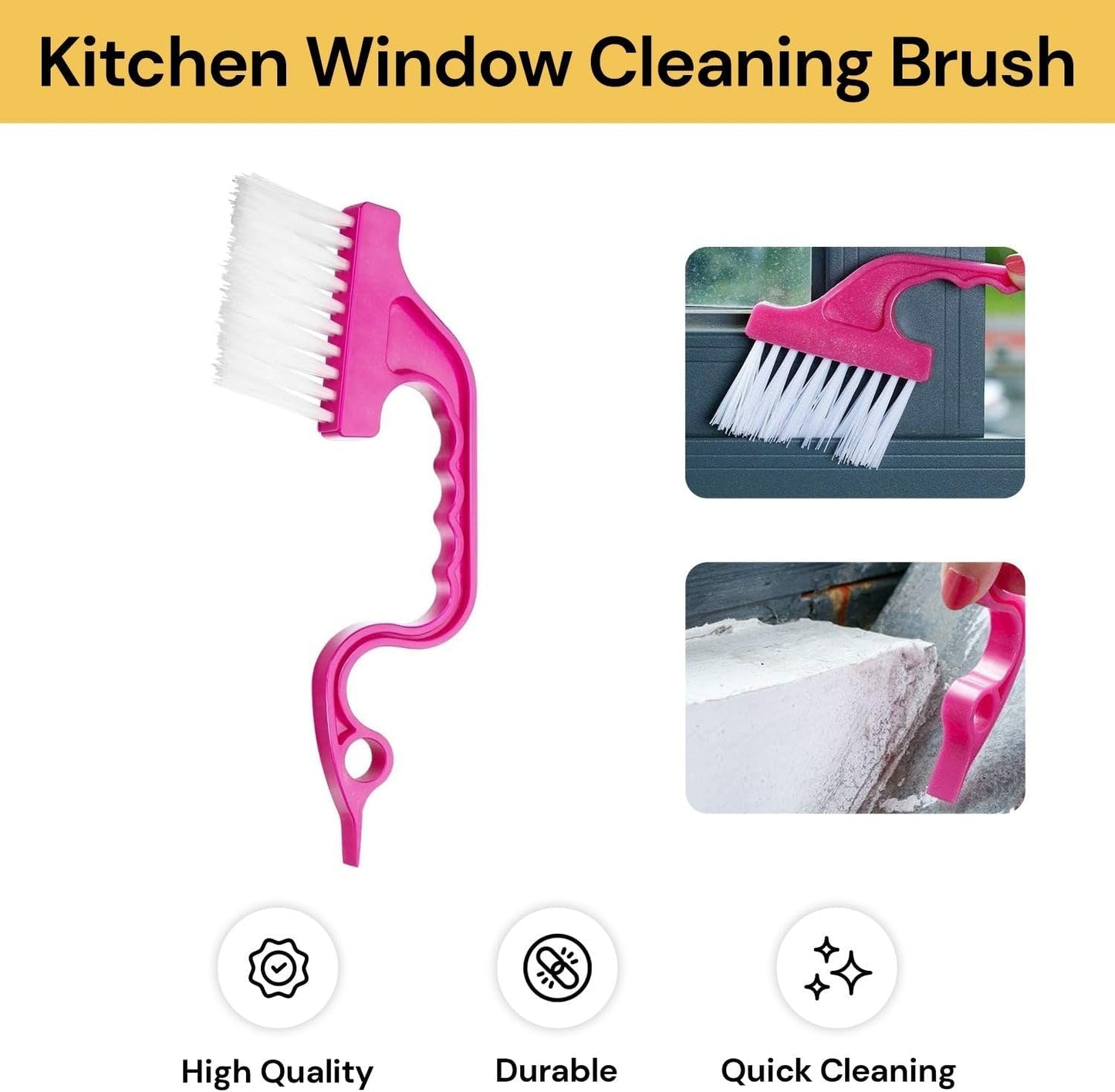 EZONEDEAL 2 Pack Protable Hand-held Groove Gap Cleaning Brush Door Window Track Kitchen Crevice Cleaning Brush Tool Hand-held Kitchen Air Conditioning Outlet Air (2 X Pink)