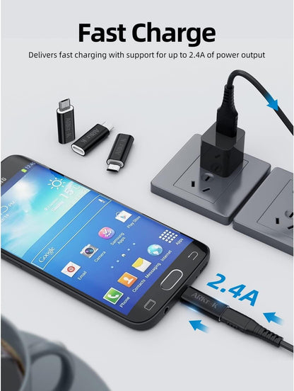 ARKTEK USB C to Micro Adapter, Micro USB (Male) to USB C (Female) Data Transfer and Charge Adapter for Samsung Galaxy S7 / S7 Edge and Others, Pack of 2
