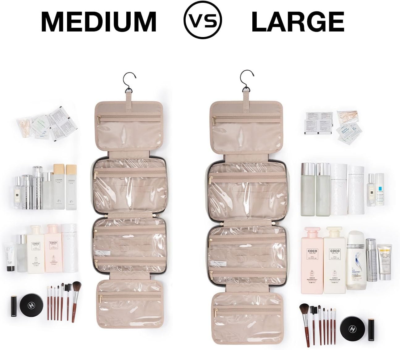 BAGSMART Toiletry Bag Travel Bag with Hanging Hook, Water-resistant Makeup Cosmetic Bag Travel Organizer for Accessories