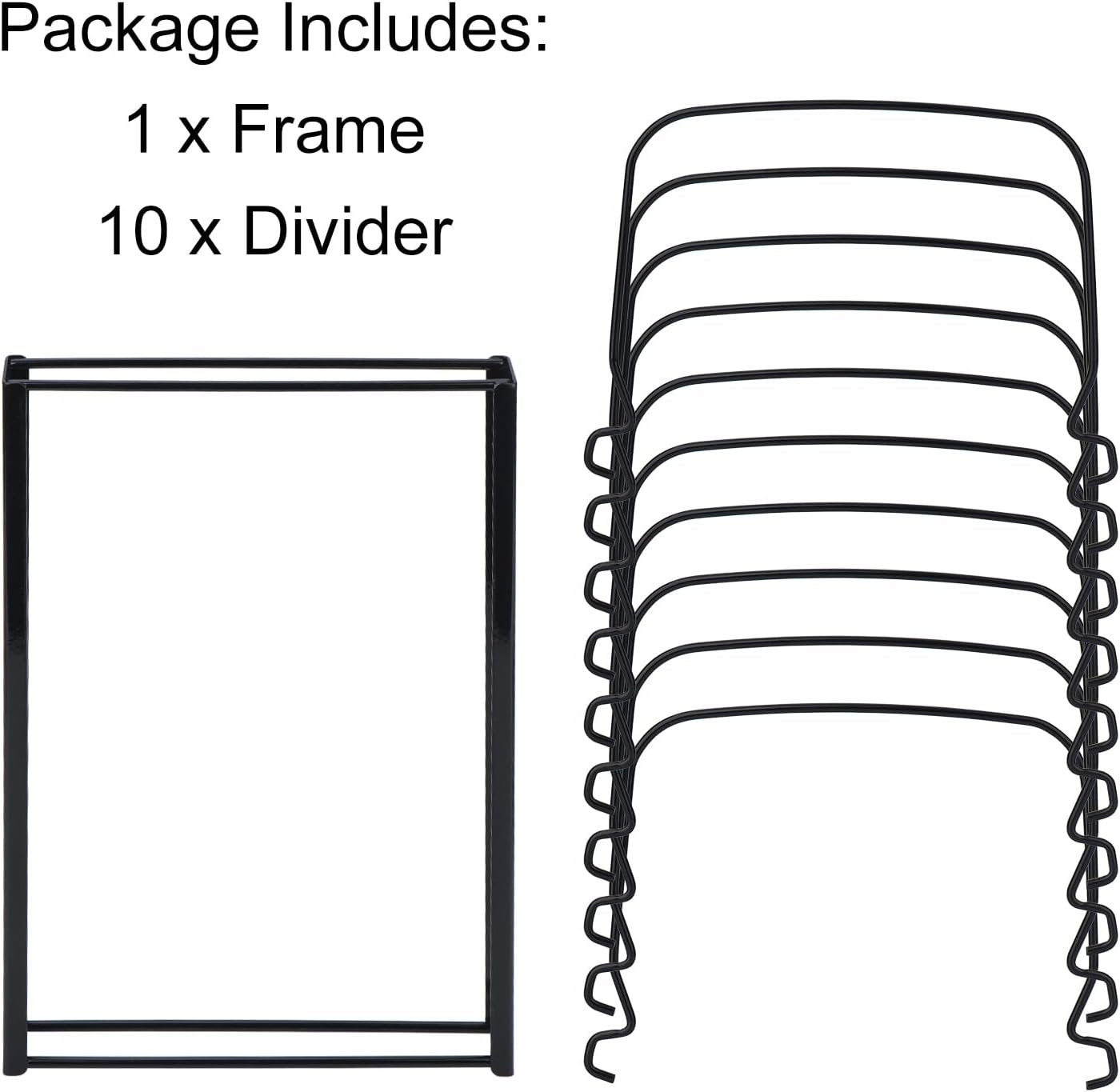 Toplife 10+ Bakeware Organizer Rack for Kitchen Bakeware, Cookware, Dinnerware, Cutting Boards, Plates, Pot and Pan Lids (Black)