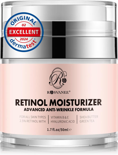 ROSVANEE Retinol Moisturizing Face Neck Eye Cream with 2.5% Retinol, Hyaluronic Acid and Vitamins E & B5, Deep Moisturizing Anti-Wrinkle Cream for Men and Women