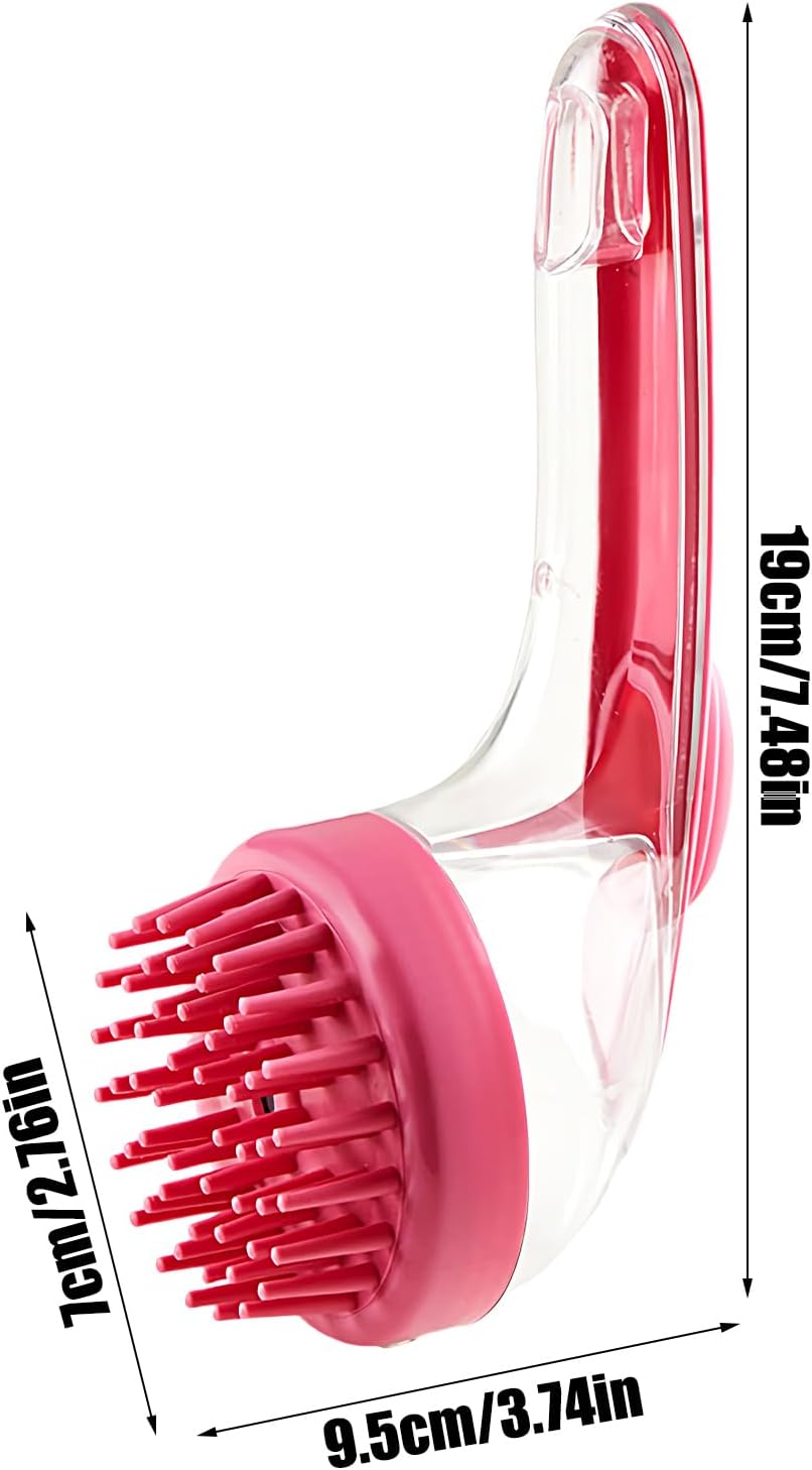 Mimoqk Dog Bath Brush, Silicone Grooming Comb, Pet Massage Cleaner with Shampoo Dispenser, Soft Bristles for Puppy, Kitten, Small Animals, Bathing and Shower Accessory