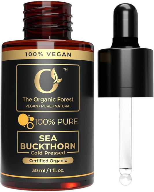 Plant Based Organic Sea Buckthorn Oil - Natural Moisturizer for Radiant Skin, Rich in Omega 7 - Cold Pressed and Pure SeaBuckthorn Oil for Face, Skin and Nails