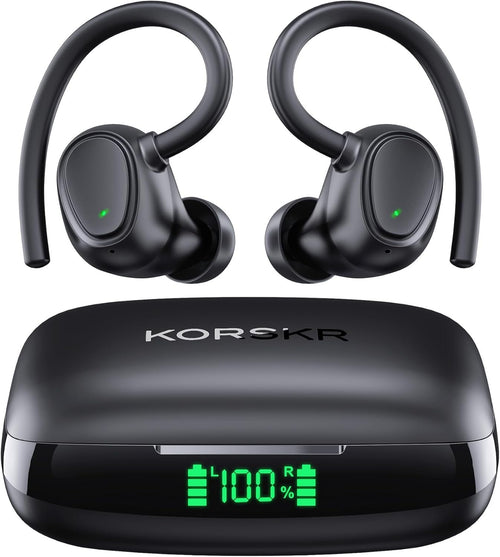 Wireless Earbuds, KORSKR Bluetooth Earbuds Touch Control Ear Buds Hi-Fi Stereo 42H Playtime Bluetooth 5.3 Earphones IPX6 Waterproof Wireless Headphones with Mic Fast Charging Case for Sports - Black