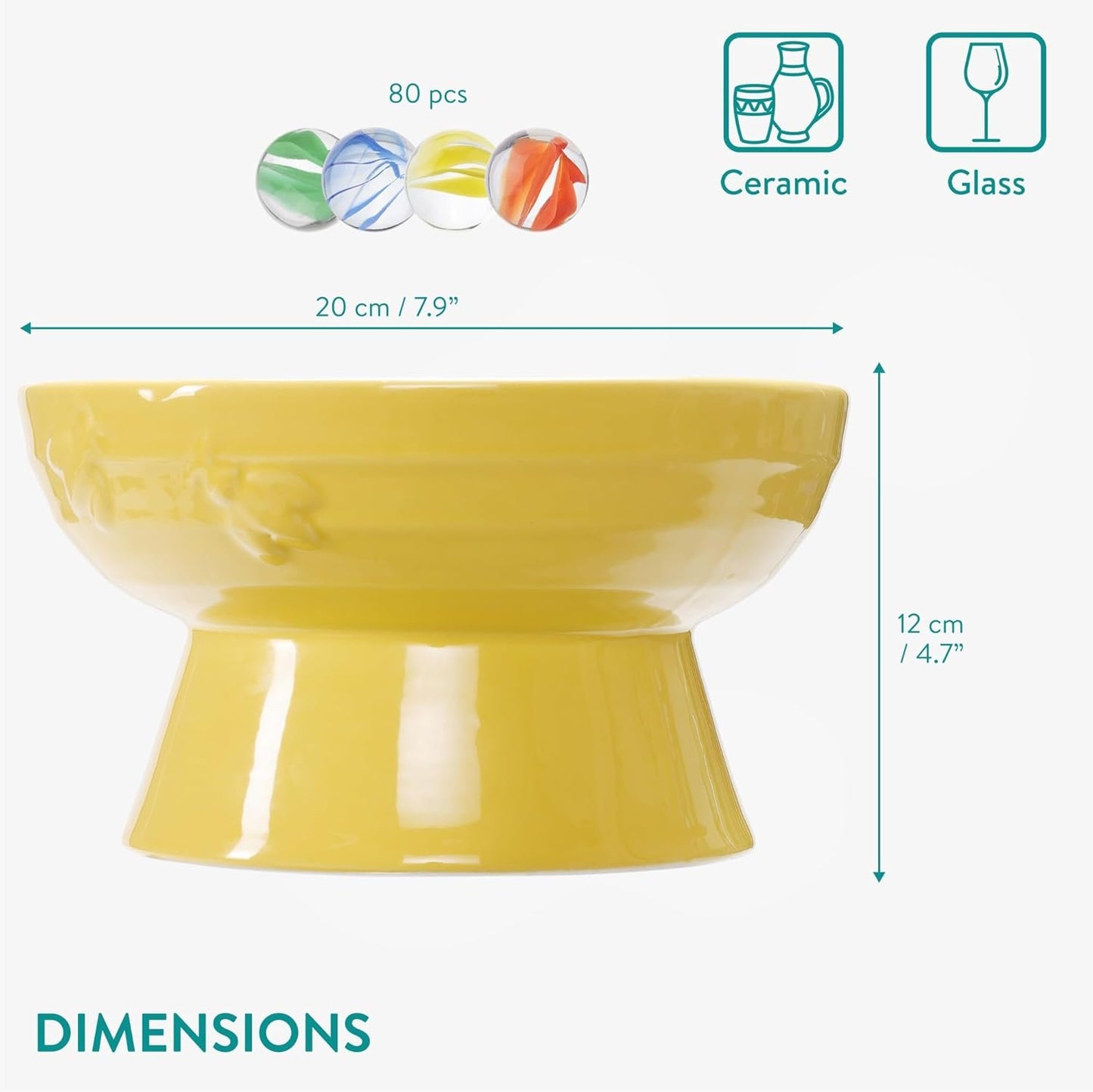 Navaris Bee Watering Station - Ceramic Bowl for Feeding and Watering Bees, Butterflies, Small Insects - Decorative Water Station for Gardens and Yards - Yellow