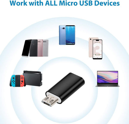 USB C Adapter, BabyElf Type C Female to Micro USB Male Convert Connector Support Charge & Data Sync Compatible with Galaxy S7/S7 Edge, Nexus 5/6 and Micro USB Devices (Pack of 2, Black)