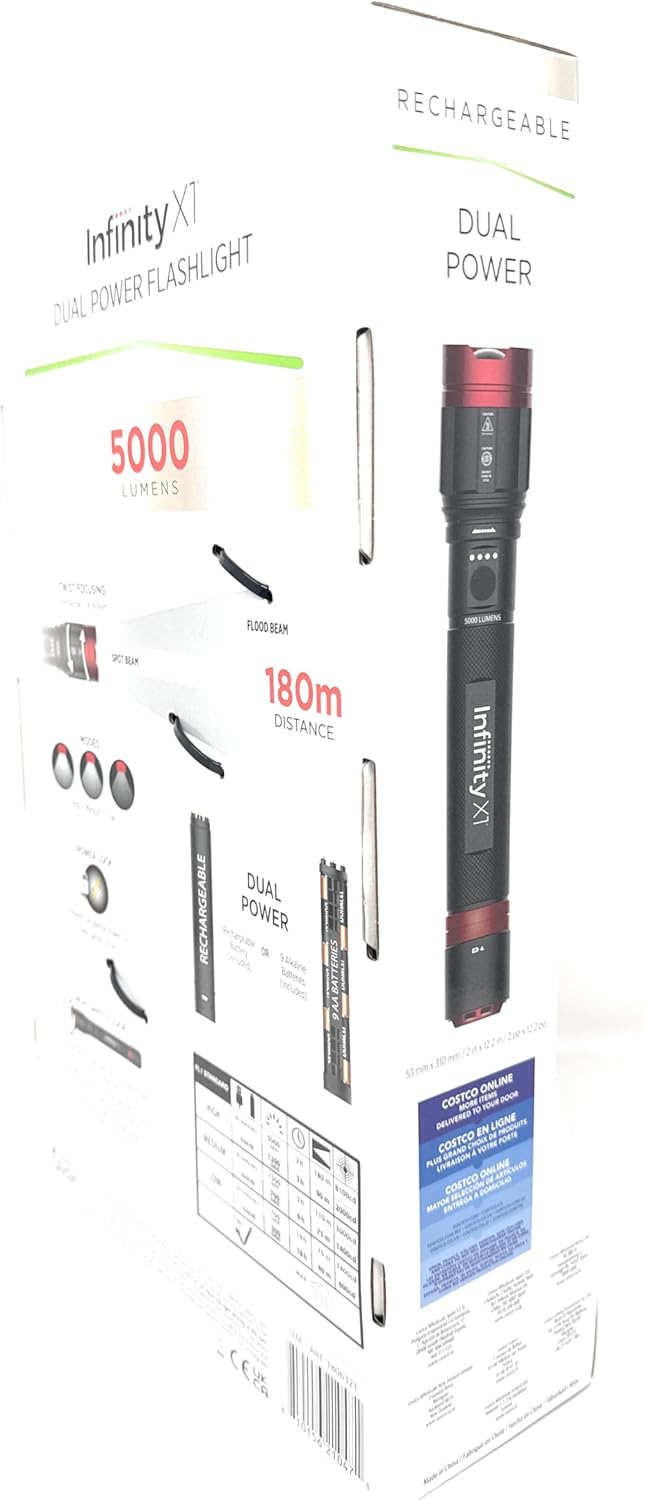 Infinity X1 Dual Power Rechargeable Flashlight 5000 Lumens