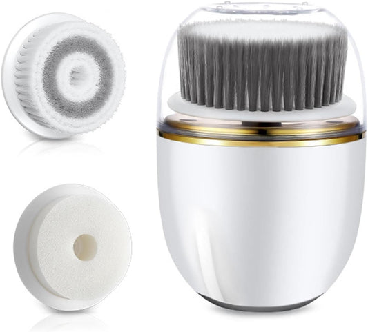 Electric Face Cleansing Brush | Waterproof USB Charging Deep Cleaning Tool | 3 Brush Heads for Gentle and Deep Cleansing for All Skin Types | Ideal for Travel and Everyday Use | Portable Size