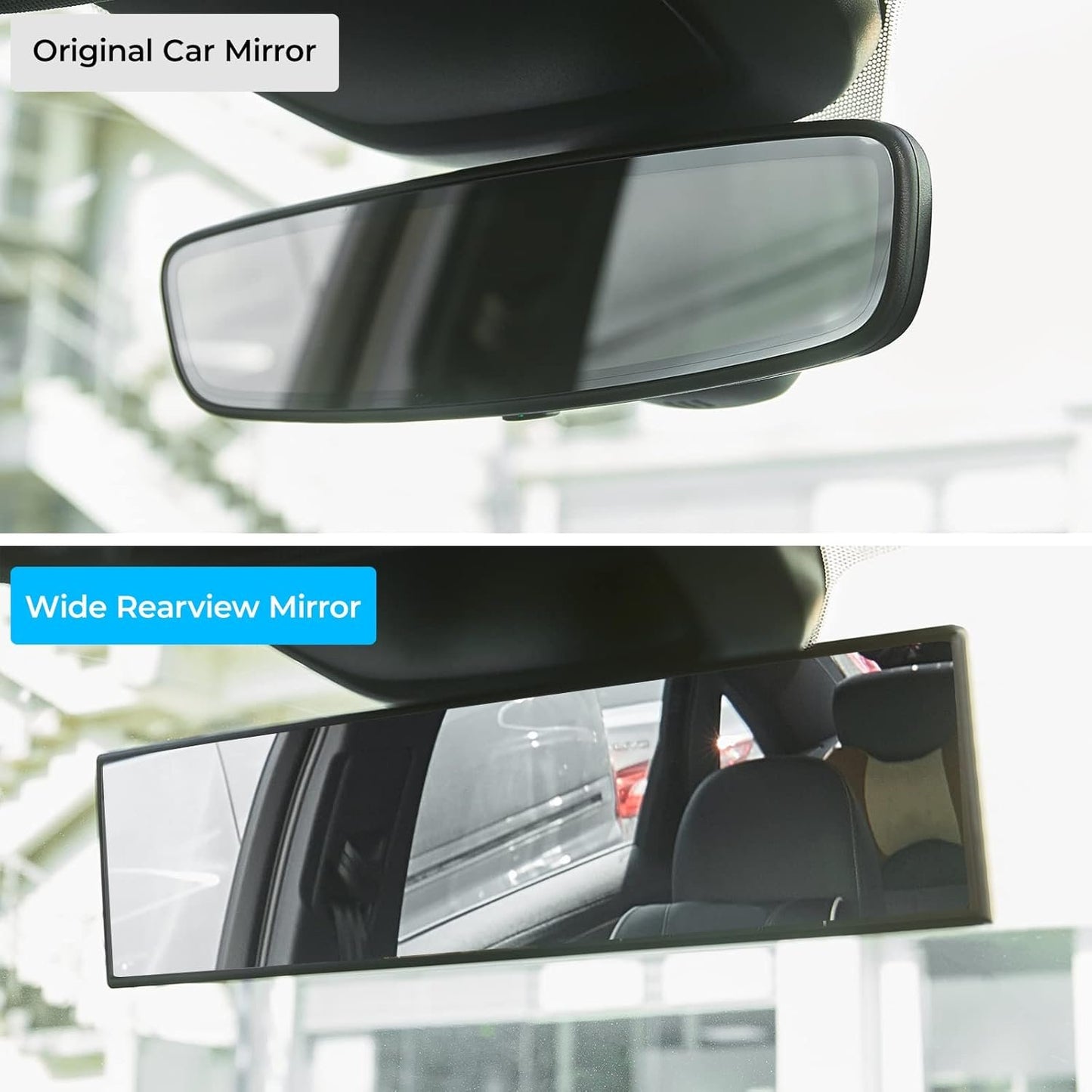 JOYTUTUS Rear View Mirror, Universal 11.81 Inch Panoramic Rearview Mirror, Interior Clip-on Wide Angle Rear View Mirror to Reduce Blind Spot Effectively for Car SUV Trucks