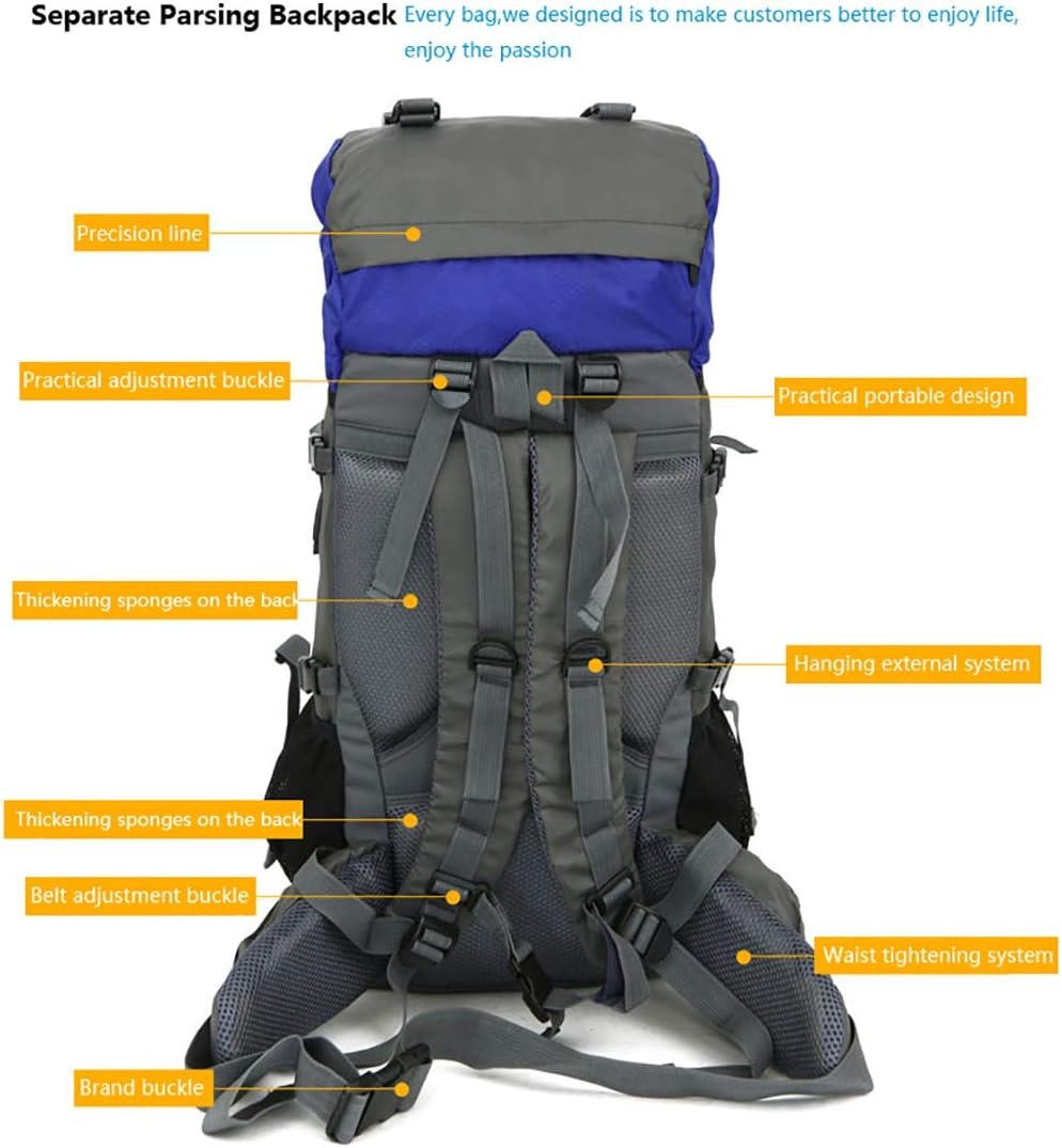 Bseash 60L Internal Frame Hiking Camping Backpack with Rain Cover, Outdoor Sport Travel Daypack for Climbing Touring