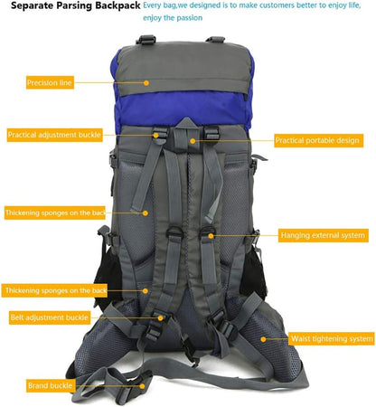 Bseash 60L Internal Frame Hiking Camping Backpack with Rain Cover, Outdoor Sport Travel Daypack for Climbing Touring