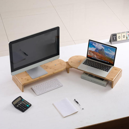 Corner Monitor Stand Desk Corner Screen Bamboo Stand with 2 Monitors, Dual Computer Riser for Workspace Organization, Angle Adjustable, Laptop Display Shelf (Size : H-9cm(3 1/2"))
