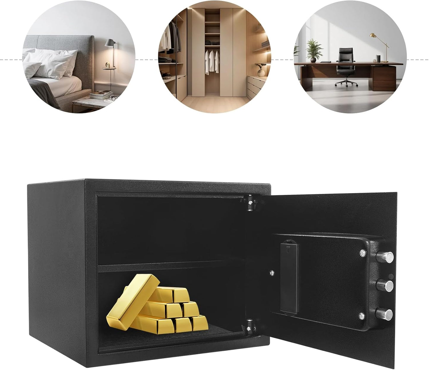 30L Safe Box with Smart Lighting, Small Value Safe with Digital Keyboard for Dormitory, Hotel, Office, Cash, Documents, Jewelry