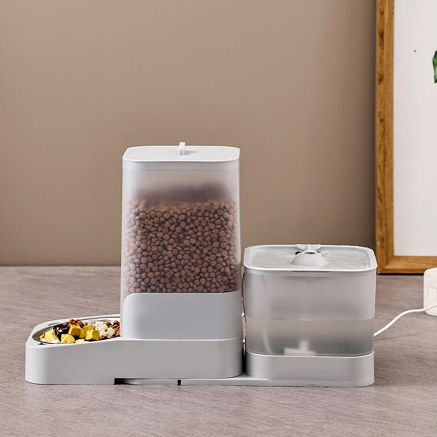 Auto Cat Feeder | Cat Food Feeder Water Dispenser - Drinker Waterer Large Capacity Pet Supplies, Storage Container for Kitten Puppy Feeding Watering