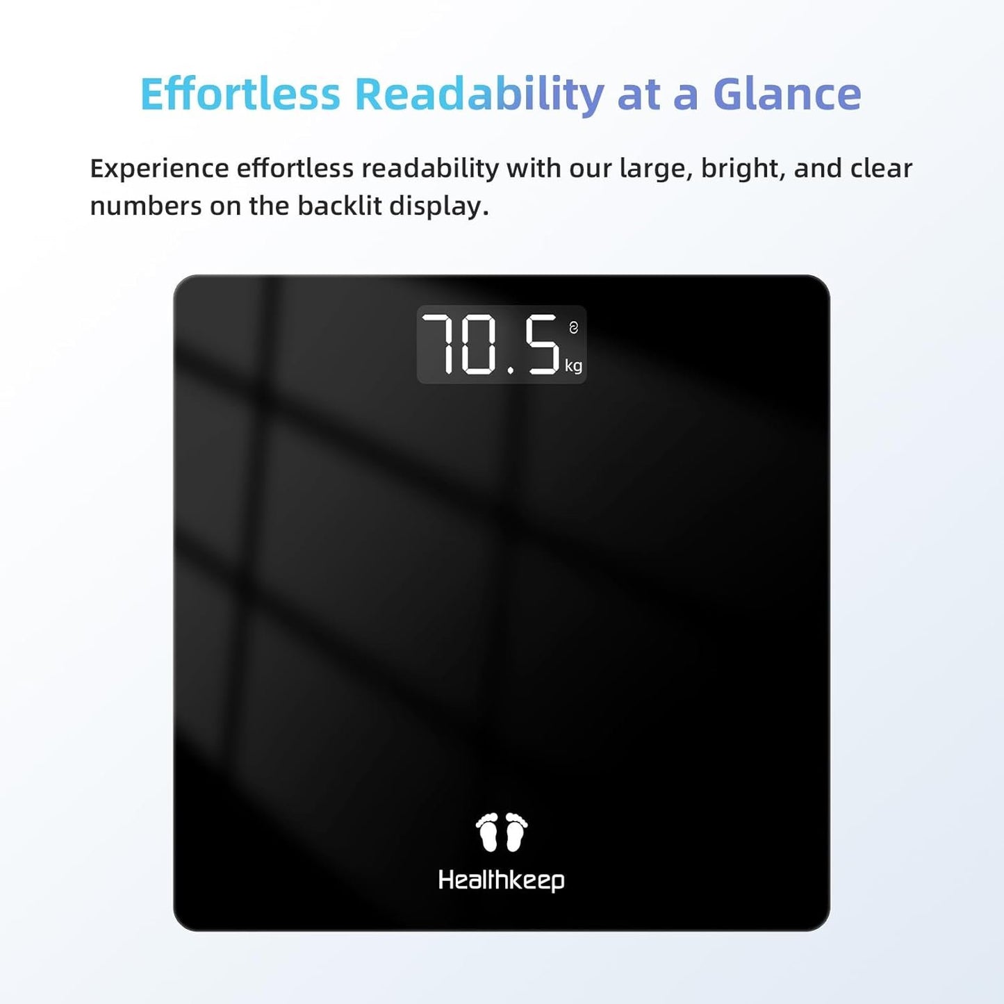 Healthkeep Personal Scales, Personal Scales with High Precision Sensors, Personal Digital Scale with Step-on Technology, Safety Glass Scale, Black 26cm*26cm