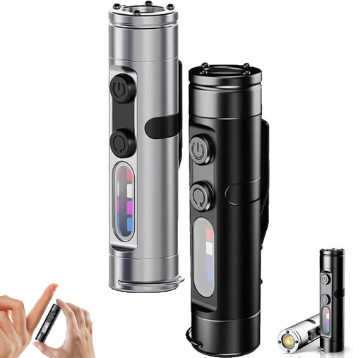 Taclite Mini – The Ultimate Everyday Micro Tool, Flashlights High Lumens Rechargeable, Rechargeable LED Magnetic Super Bright Tactical Flashlight, Waterproof, 3 Brightness(Black+Silver)