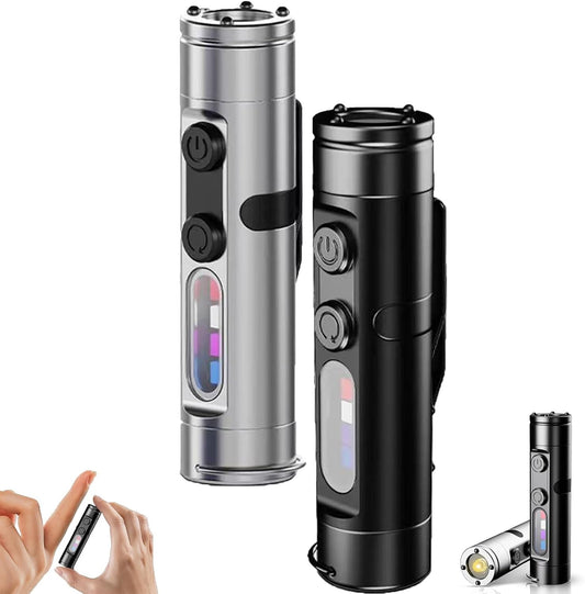 Taclite Mini – The Ultimate Everyday Micro Tool, Flashlights High Lumens Rechargeable, Rechargeable LED Magnetic Super Bright Tactical Flashlight, Waterproof, 3 Brightness(Black+Silver)