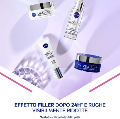 NIVEA CELLULAR EXPERT FILLER Intensive Anti-Ageing Night Cream SPF 15 50 ml, Firming Anti-Wrinkle Face Cream, Hyaluronic Acid and Pure Folic Acid, Anti-Aging Night Face Cream