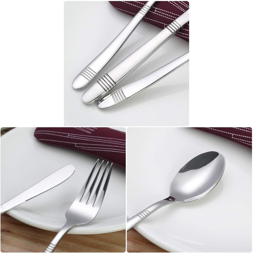 Callyne Set of 3 Stainless Steel Camping Flatware Set with Case