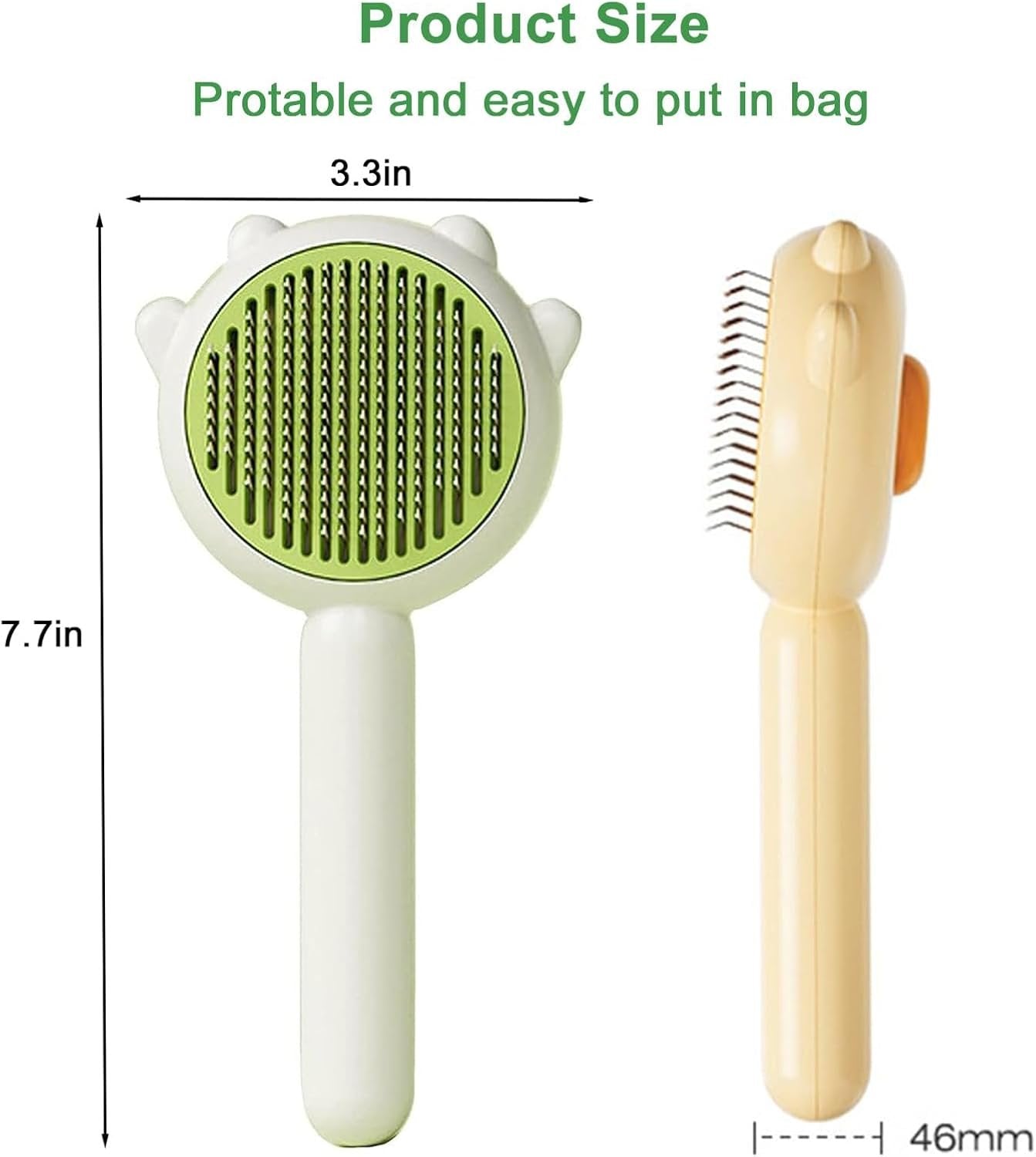 Pet Combing Brush - Cat Grooming Brush Self Cleaning Slicker Brush - Pet Hair Cleaner Brush - Cat Hair Brush Pet Massage Brushes for Cats Dogs (Green)