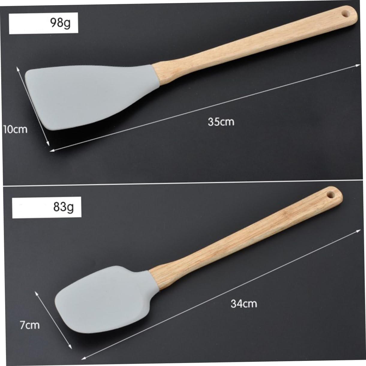 Mikinona Set Da 6 Pezzi set raschietto strumenti di cottura resistenti calore utensili da cucina antiaderenti gadget da cucina pentole Bambù Grey