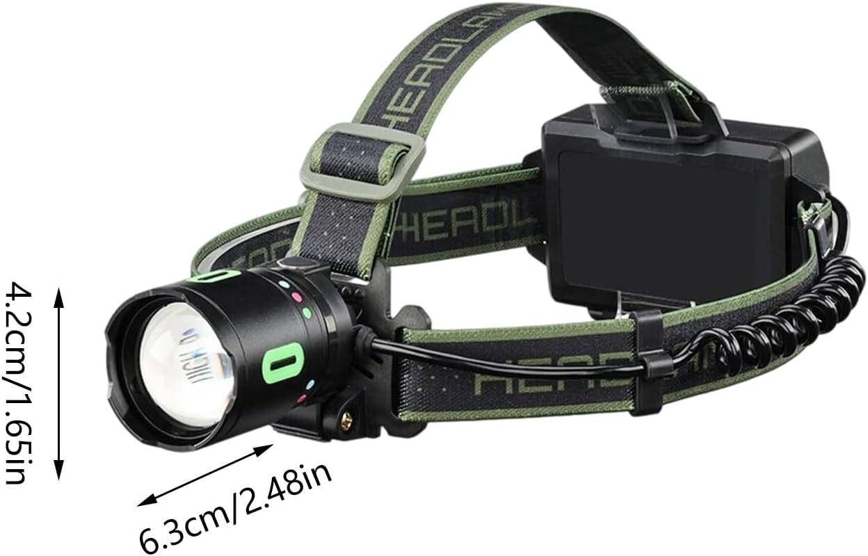 Generico Head Flashlight, Forehead Headlamp Light, 3.54x5.11x4.33 Inches Waterproof Bright Torch, 8 Lighting Modes, Safety Warning Feature for Adults, Fishing, Backpacking, Outdoor Walking