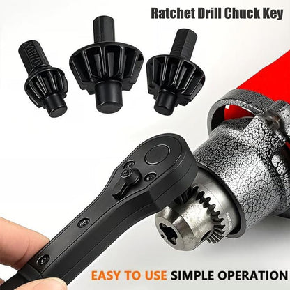Ratchet Drill Chuck Key, Upgrade 2 in 1 Drill Chuck Ratchet Spanner, 3-in-1 D-rill C-Huck Ratchet Wrench, Universal Double Head Interchangeable Fastening Clamping Tool (2 Set)