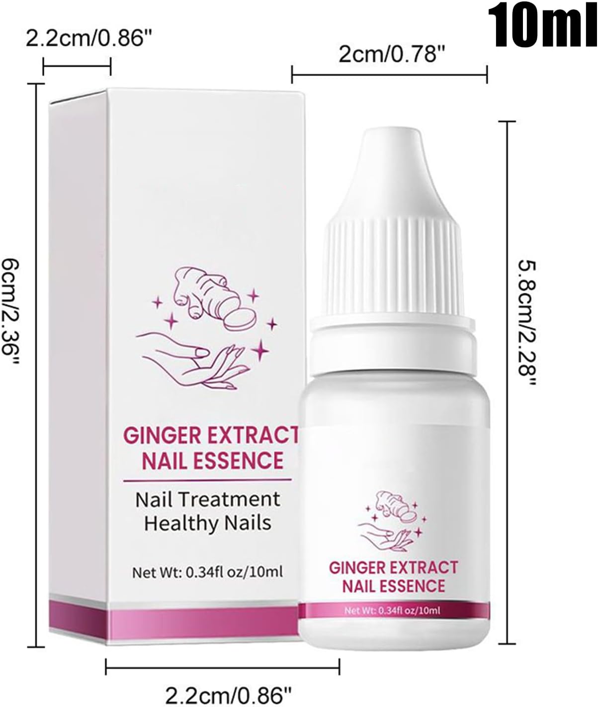 Nail Hardener, Natural Nail Growth Oil, Cuticle Repair and Softener, Strengthening for Foot Care, Fingernails, Yellow and Ingrown Nail Recovery, 10 ml