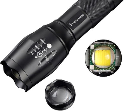 LED Tactical Flashlight, Super Bright 2000 Lumen LED Flashlights Portable Outdoor Water Resistant Torch Light Zoomable Flashlight with 5 Light Modes (1 Pack)