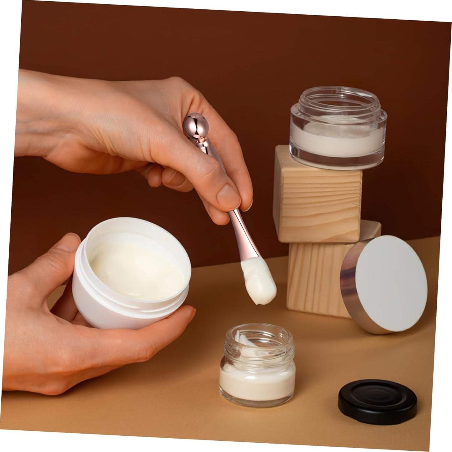 Mipcase 6Pezzi Applicatore per Crema per Occhi Spatola Metallo con Massaggiante Strumento per Routine Della