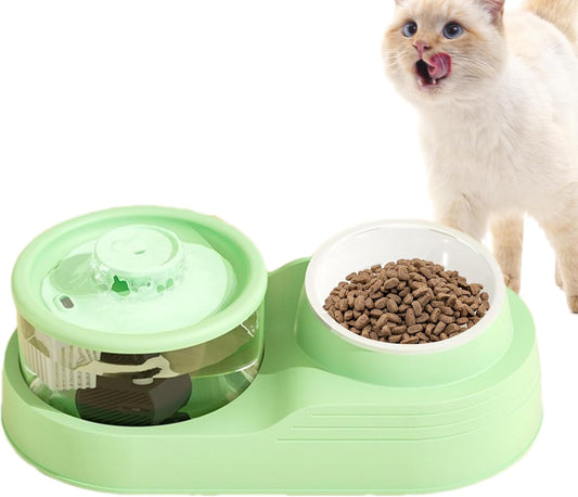 Pet Water Dispenser | Cat Feeding Station,Tilt Cervical Support, Quiet Design, Feeding & Watering Supplies for Home Use