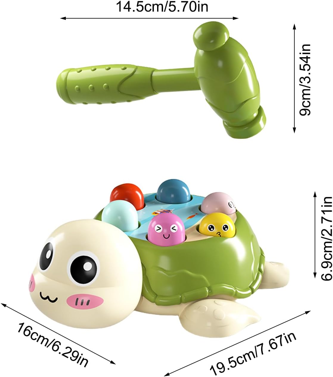 Nuyhgtr Mole Game, Turtle Educational Pounding Toys, Developmental Interactive Learning, Cute Mole Games, Ideal for Kids, Boys And Girls, Play Activity 7.68x6.3x2.72 inch