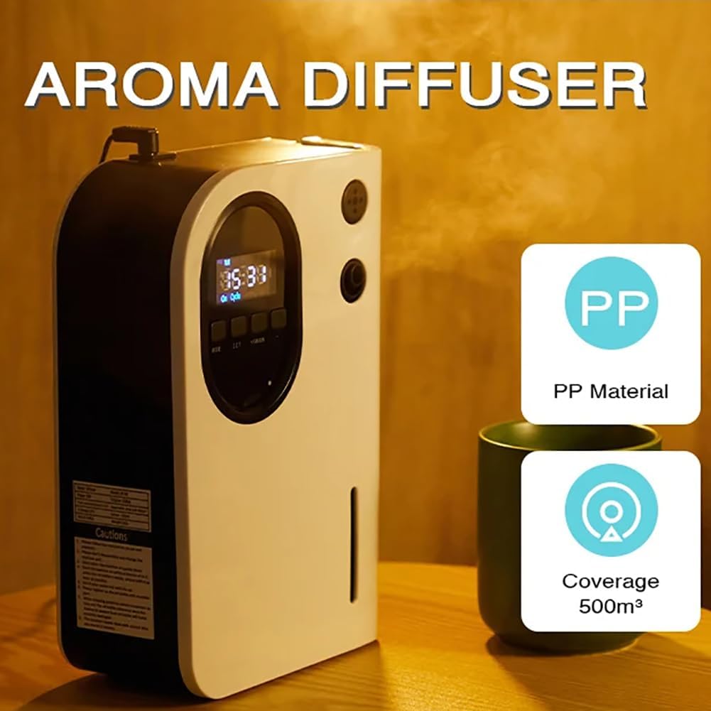 Intelligent Timed Bluetooth Diffuser, Cold Mist Humidifier, Aromatherapy Machine, Air Freshener, Bluetooth Control Can Be Timed, Covering 300-400㎡, Suitable for Home, Yoga, Office, SPA, Bedroom