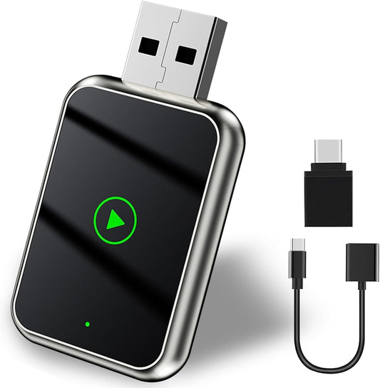 2 in 1 Wireless Carplay and Android Automatic Adapter, Mini Wireless Carplay Convert Factory Wired Carplay to Wireless, Wireless Carplay Adapter for IP-Hone iOS 10+ and Android 11+