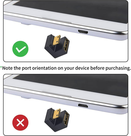 Duttek 180 Degree Mini HDMI to HDMI Adapter 8K, U Shaped HDMI to Mini HDMI Adapter 48Gbps UHD Down Angle Mini HDMI Male to HDMI Female Extender Converter for Cameras, Projectors 1 Pack
