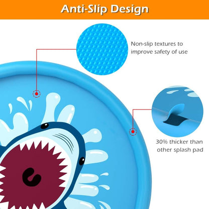 Jasonwell Splash Pad Sprinkler for Kids 68" Splash Play Mat Outdoor Water Toys Inflatable Splash Pad Baby Toddler Pool Boys Girls Children Outside Backyard Dog Sprinkler Pool for Age 1 2 3 4 5 6 7 8 9