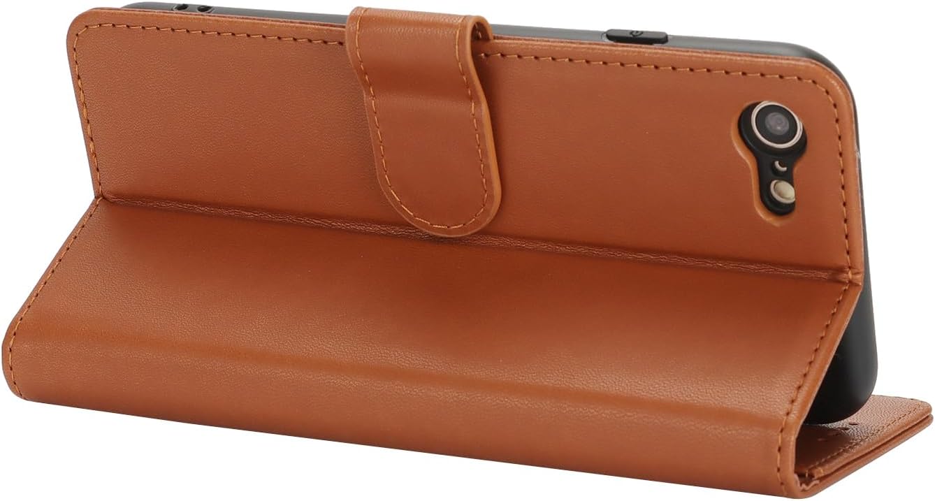 Cavor for iPhone 7/8 Case iPhone SE 2020/ SE 2022 Case Leather Wallet Folio Flip Cover with Kickstand and Photo Holder Card Slots Protective Shockproof Phone Cases-Light Brown