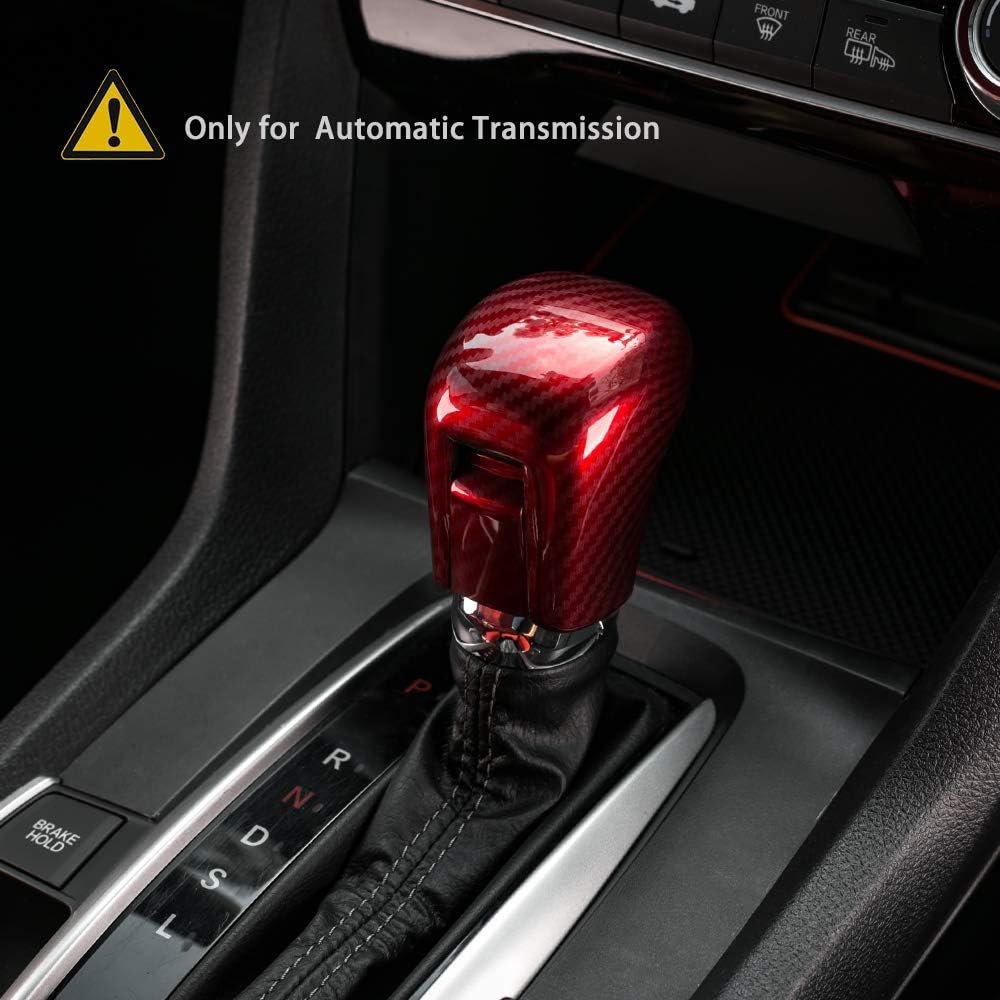 Thenice for 10th Gen Civic Gear Shifting Knob Cover CVT Automatic Transmission Lever Trim Interior Accessories Compatible with Honda Civic 2021 2020 2019 2018 2017 2016 -Red