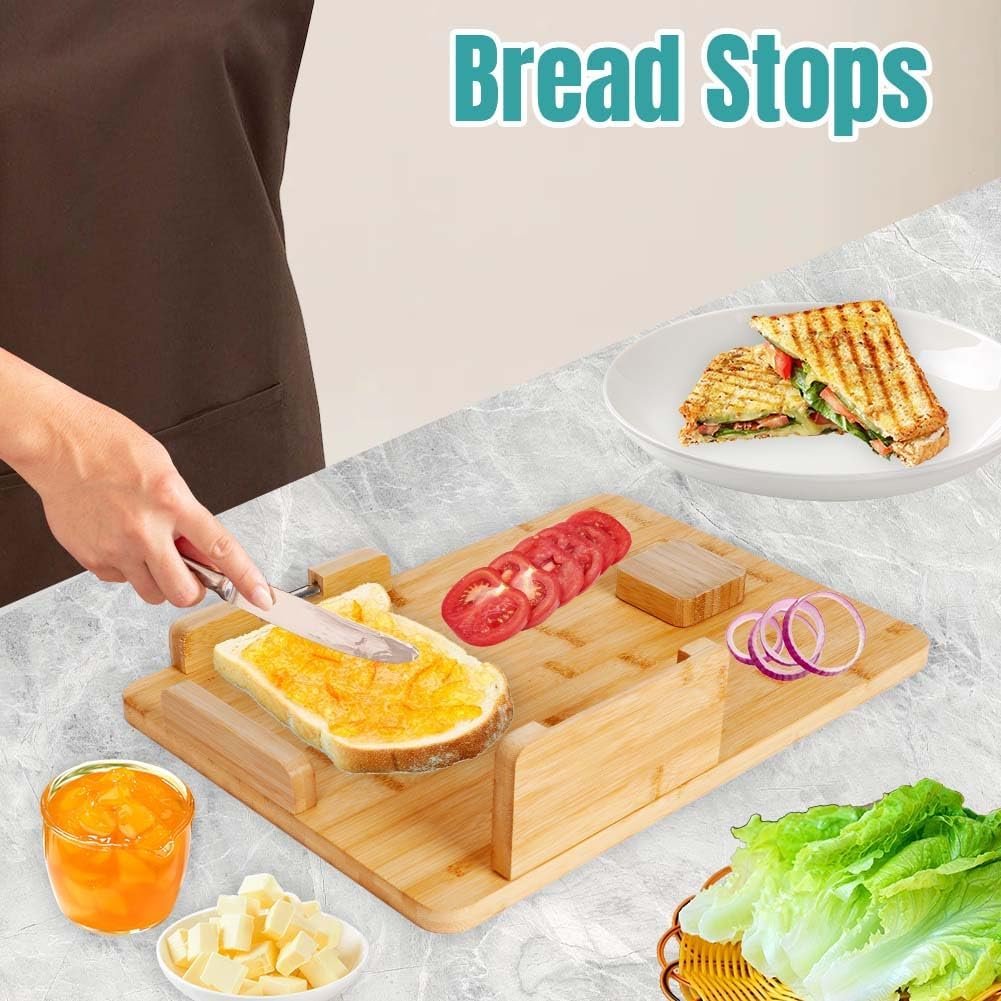 One-Handed Adaptive Cutting Board:One Handed Cutting Board with Bread Holder Food Prep Tools for Right or Left Handed Use Easy Operations