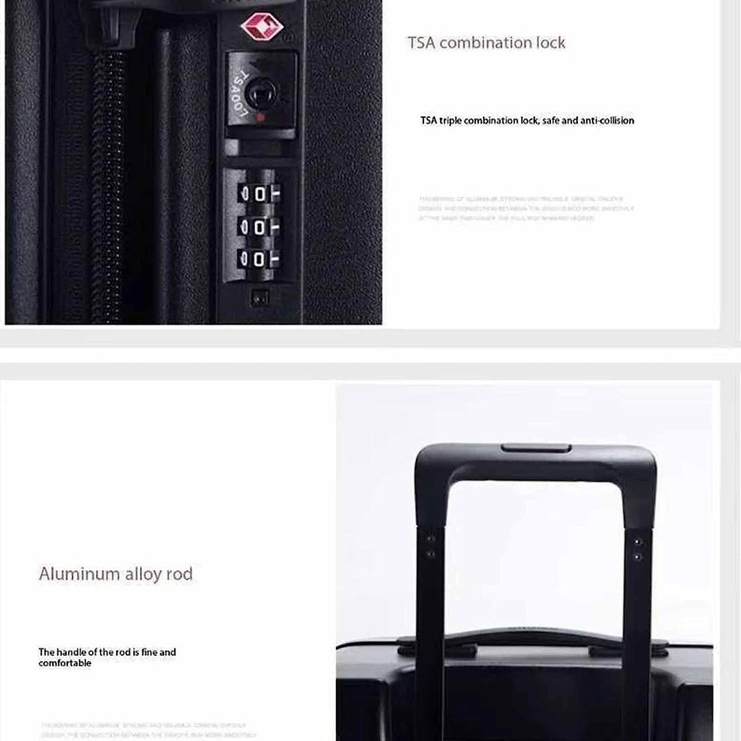 Portable Suitcase Suitcases with Wheels Large-Capacity Aluminum Frame Luggage Security TSA Combination Lock Carry On Luggage Drop-Proof Suitcase Smooth to use