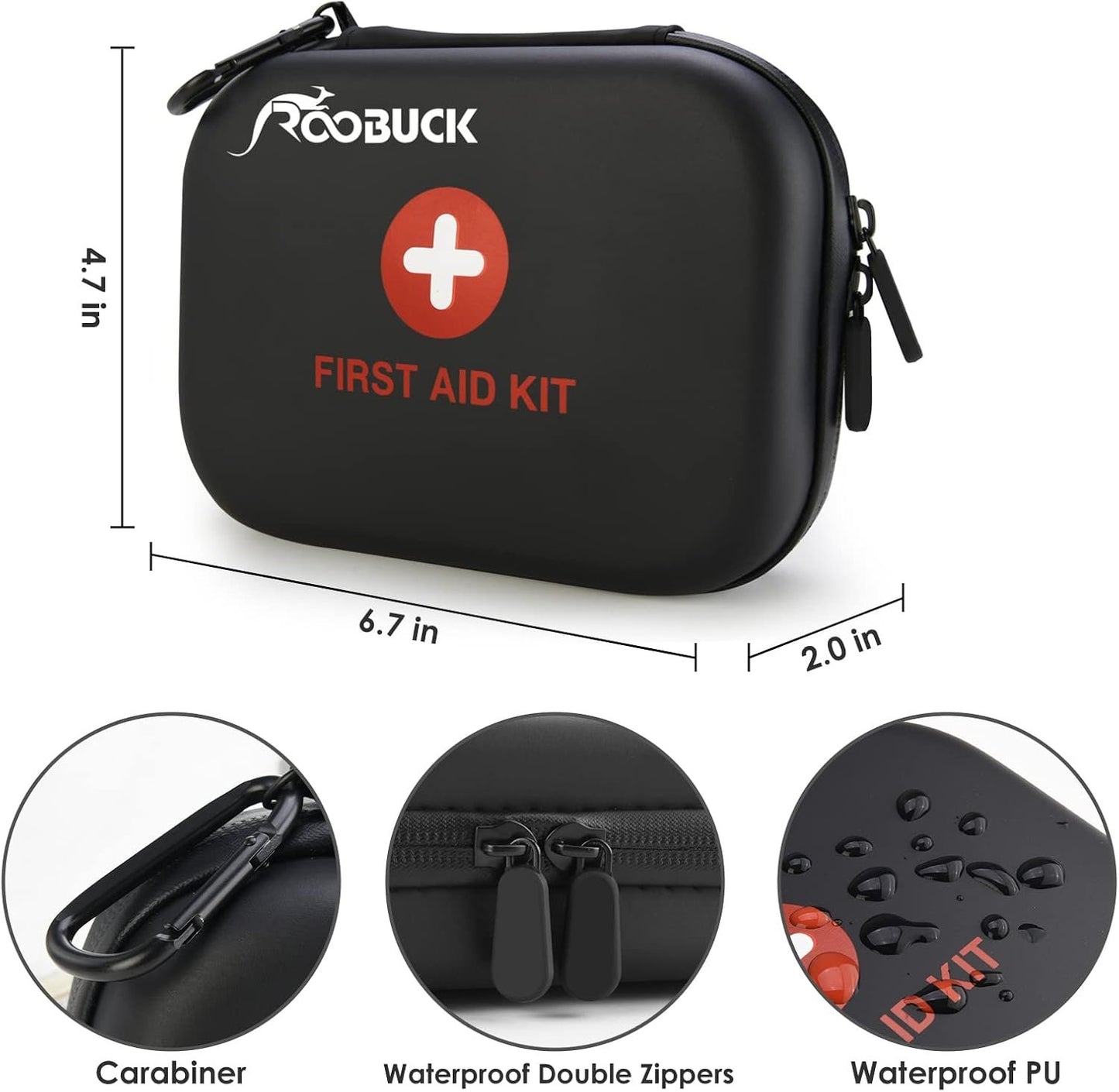 Roobuck First Aid Kit for Camping, Hiking & Backpacking â€“ Compact Travel Emergency Kit with Medical Supplies, Ideal for Outdoor Adventures & Road Trips